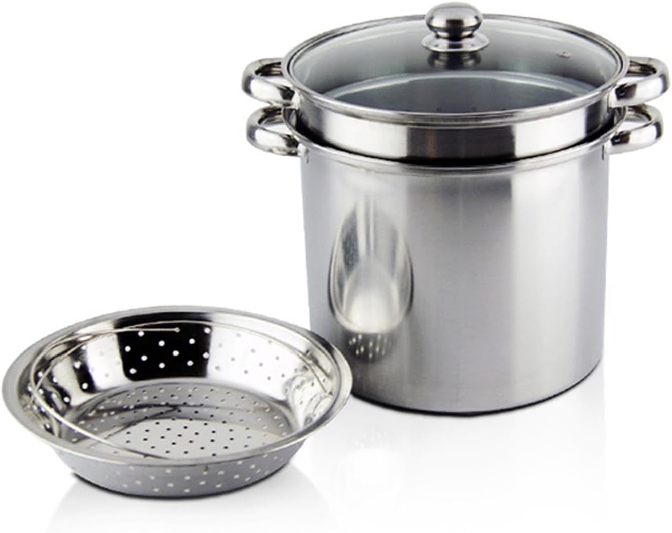 Stainless Steel Pasta Pot Set with Strainer for Boiling Pasta Steaming Vegetables
