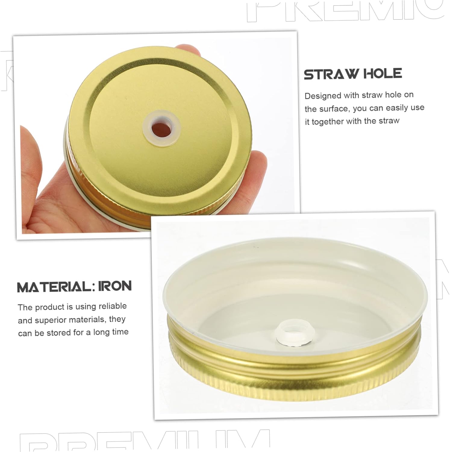 48-Piece Set of Reusable Mason Jar Lids with Straw Holes