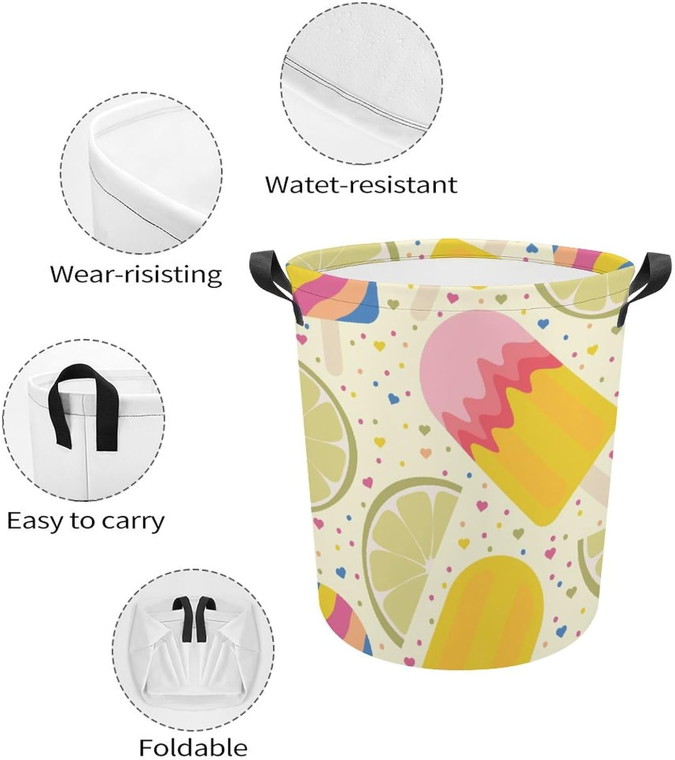 Lemon Ice Cream Laundry Hamper