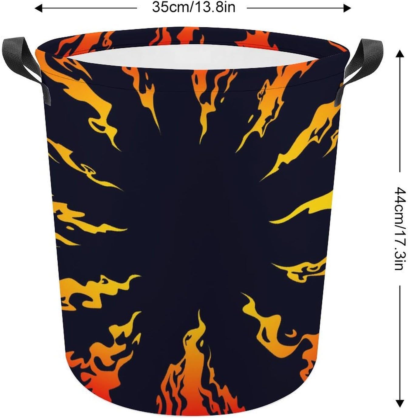 Fire Black Background Waterproof Laundry Hamper with Easy Carry Handles