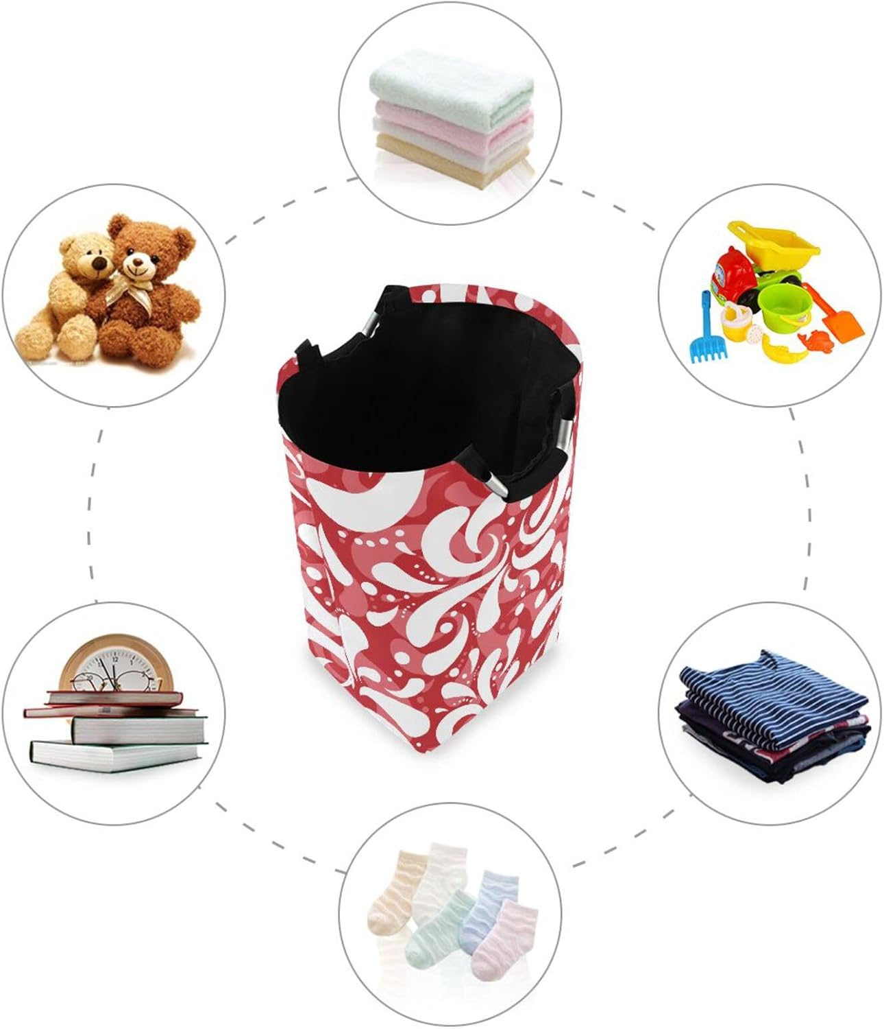 Retro Red Oriental Floral Clothes Hamper - Collapse Waterproof Laundry Organizer