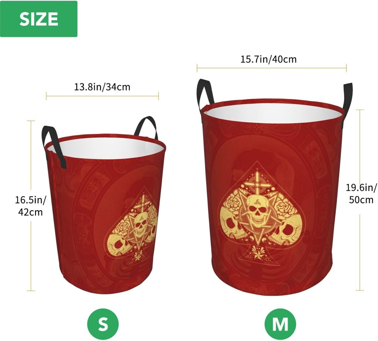 Ace Poke Skull Red Print Waterproof Folding Laundry Hamper Basket