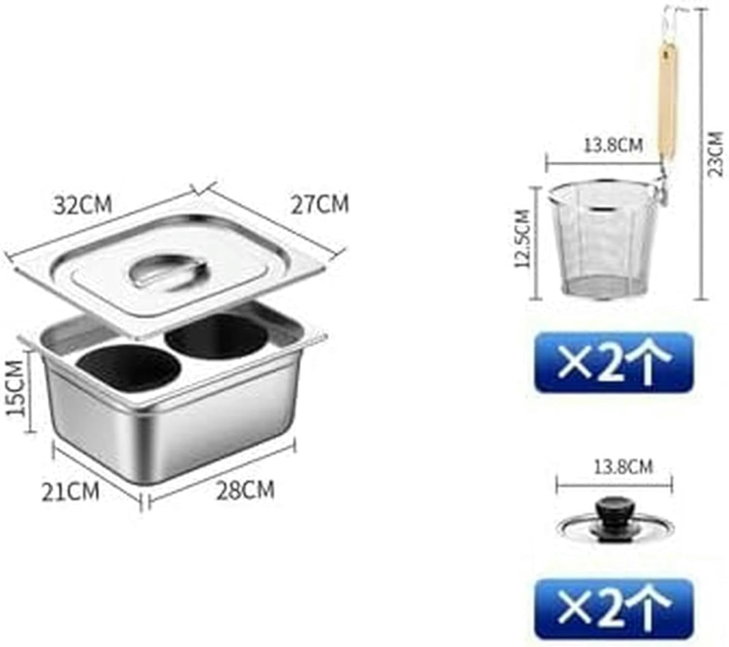 Bingwang 2 4 6 Hole Pasta Cooker Set with Colander