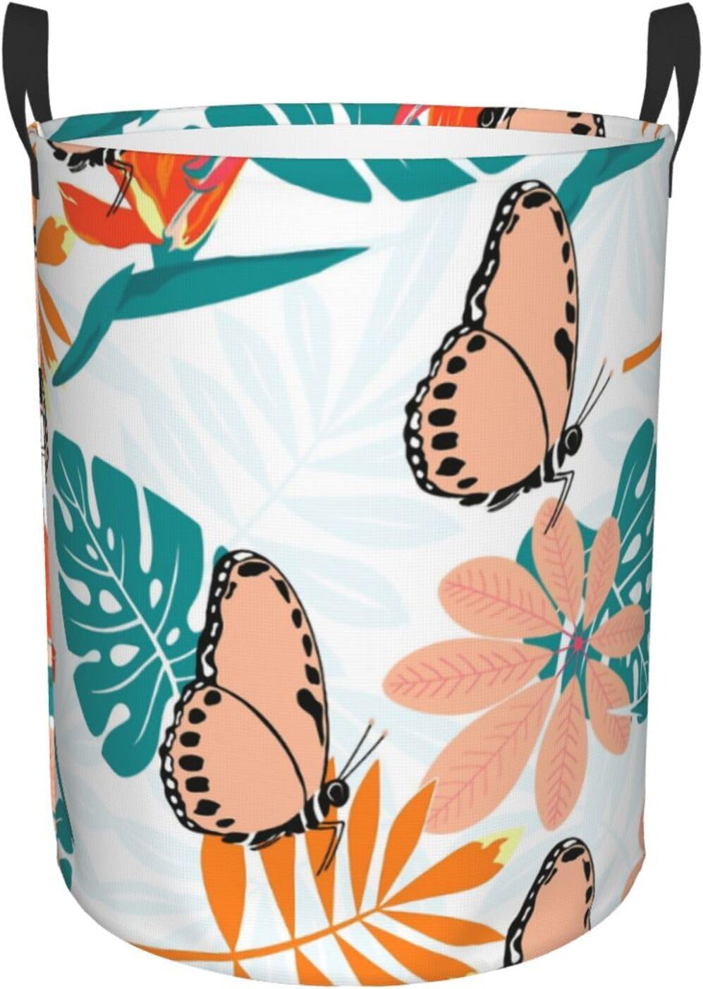 Flower Foldable Laundry Basket with Handles - Butterfly Design M