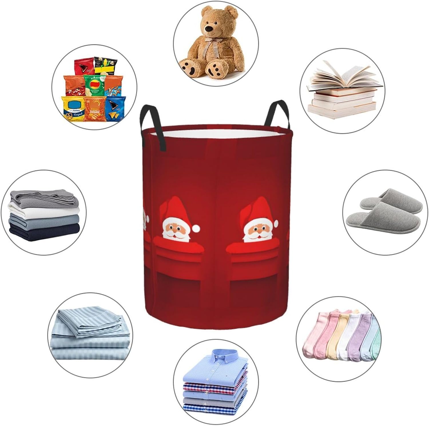 DCEHGEW Santas JollyHelpers Collapsible Laundry Basket 165x138in Waterproof Durable for Family Use