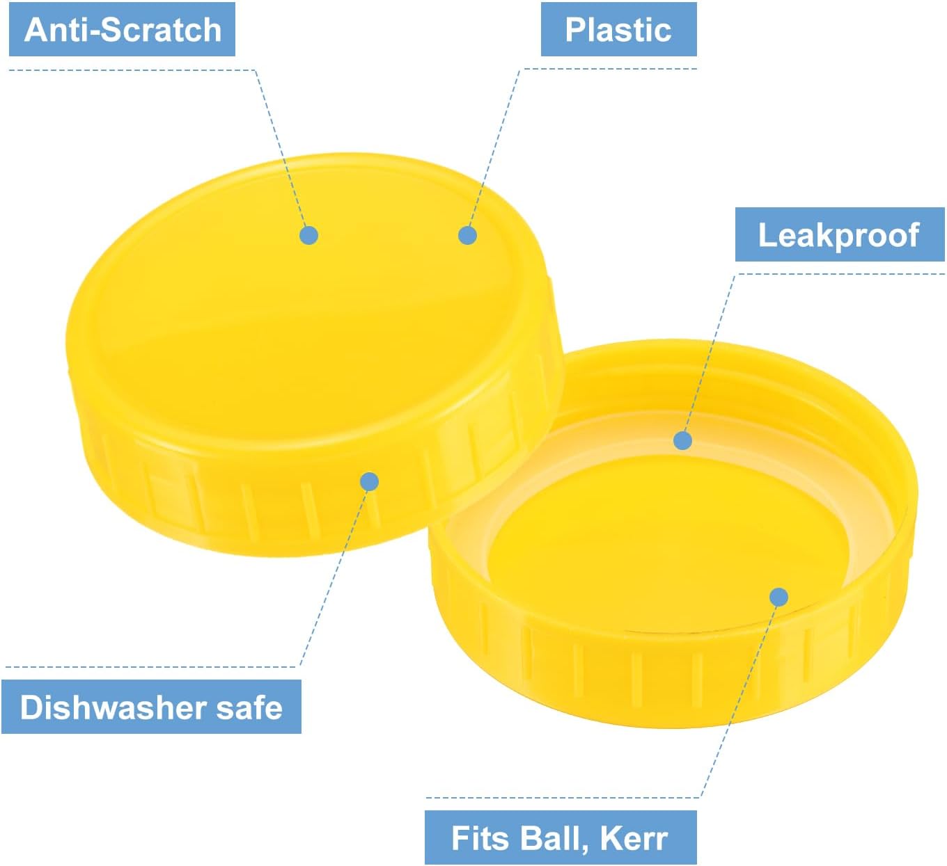 Uxcell 70mm Plastic Mason Jar Lids 9 Piece Set with Sealing Rings