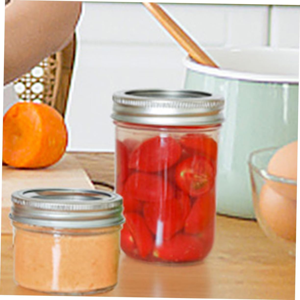 Alipis 8pcs 250ml Plastic Mason Jars with Aluminum Covers