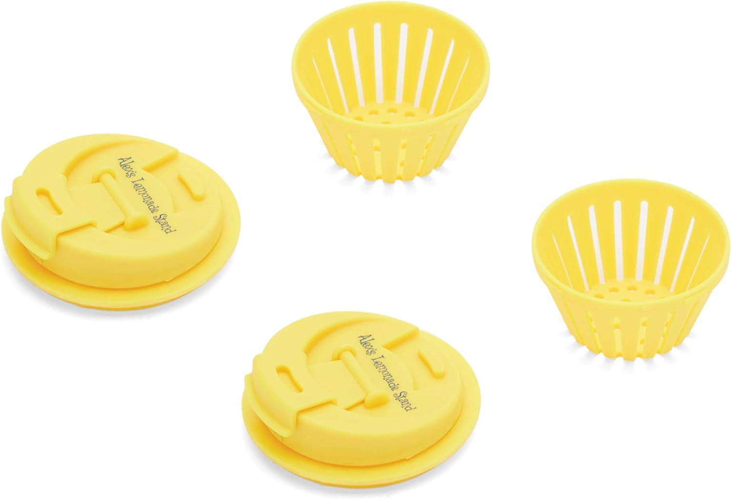Claires Lemonade Stand Mason Jar Fruit Infuser Lid Yellow Set of 2