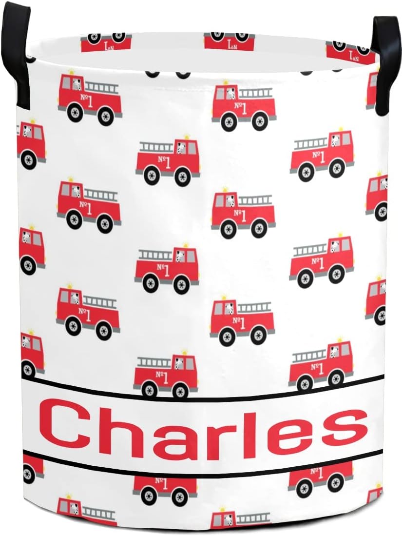 Fire Truck Pattern laundry basket custom with name