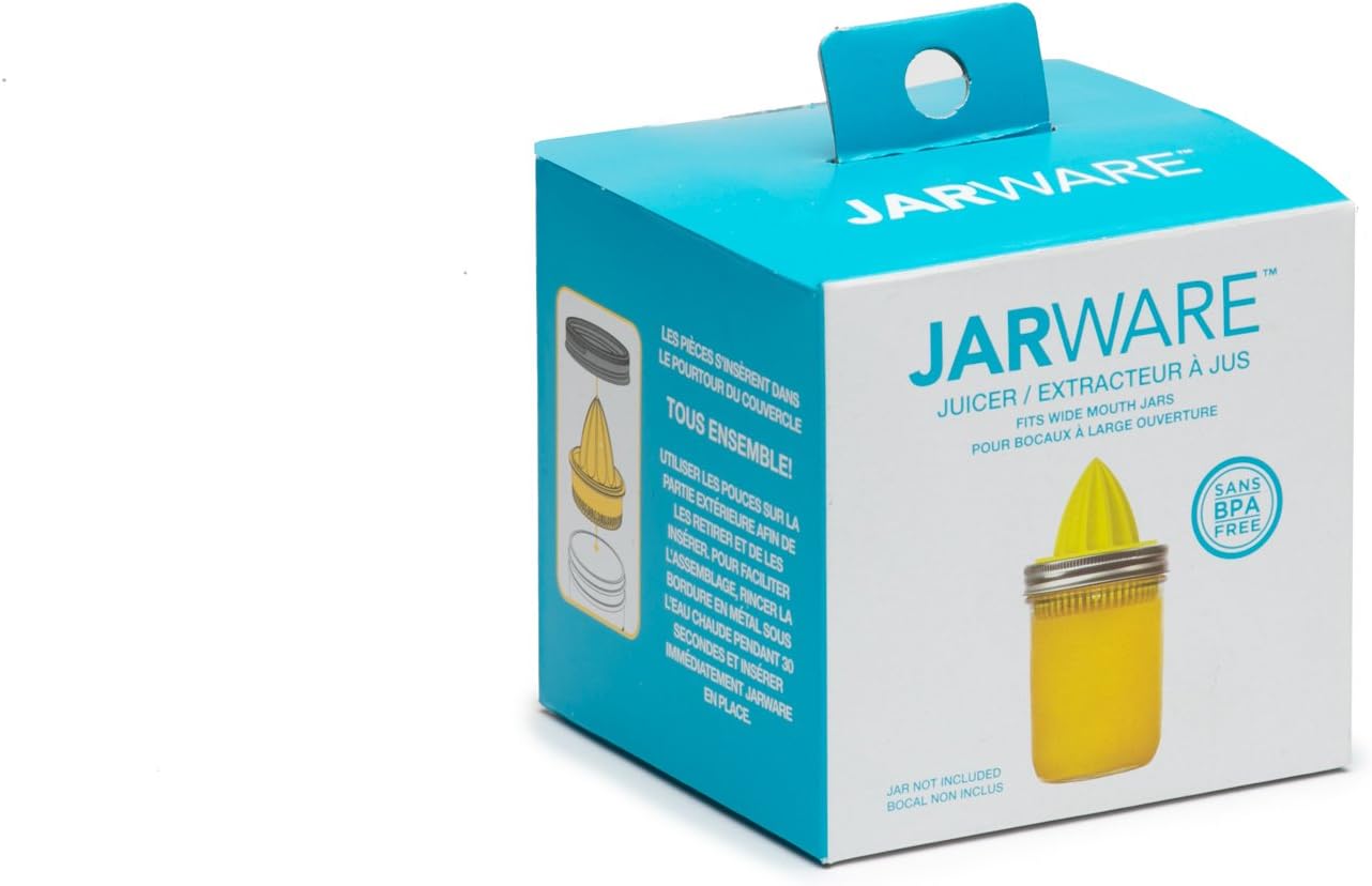 Jarware Wide Mouth Mason Jar Citrus Juicer Lid Yellow