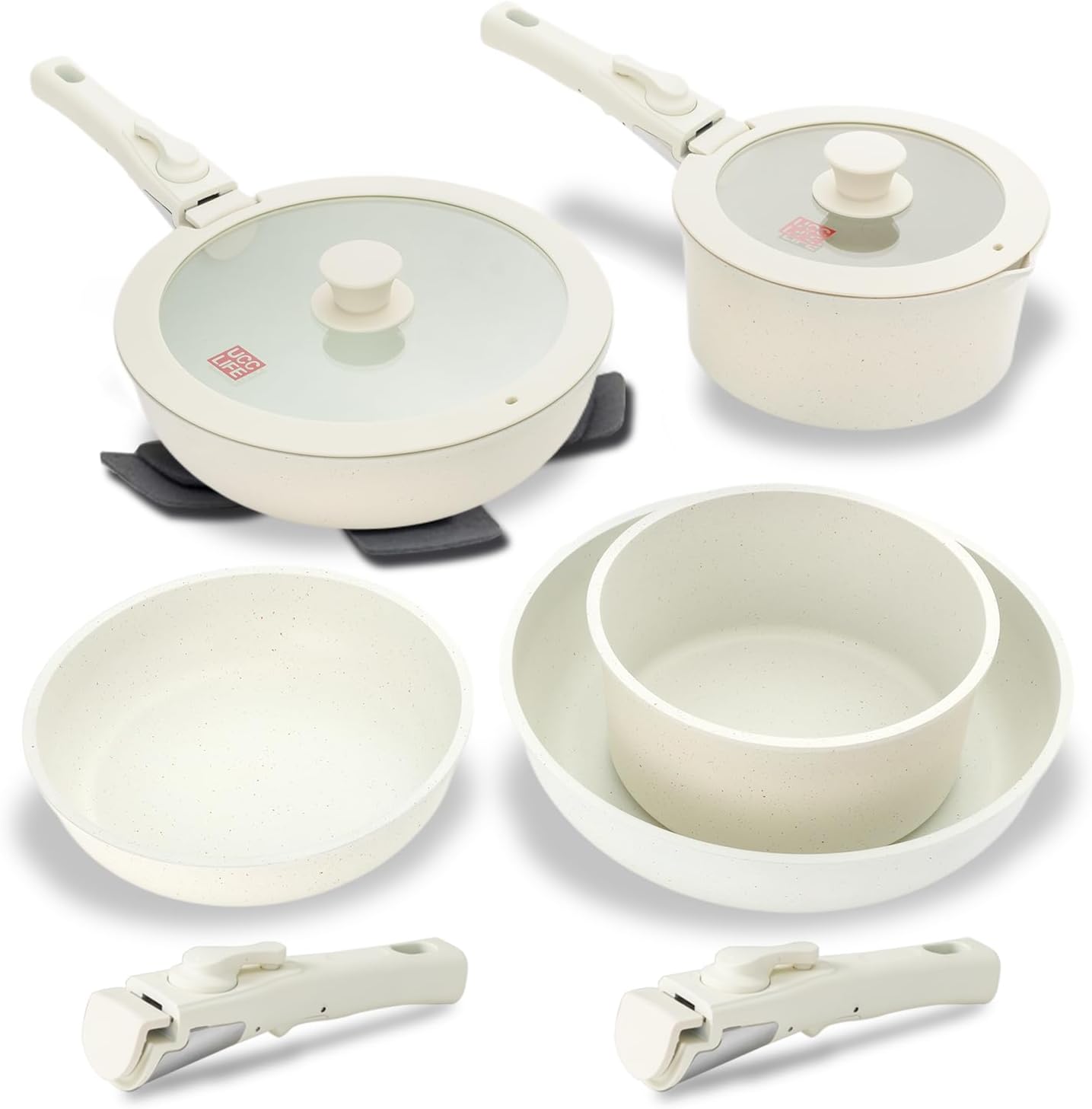 UCC LIFE 11Pcs Nonstick Cookware Set with Detachable Handles