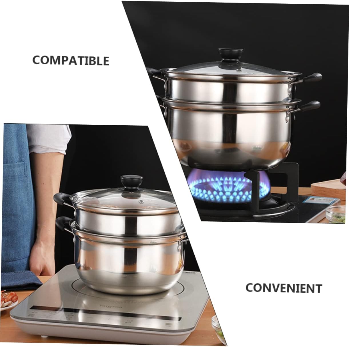Kichvoe Multifunctional Stainless Steel Steamer Pot with Lid
