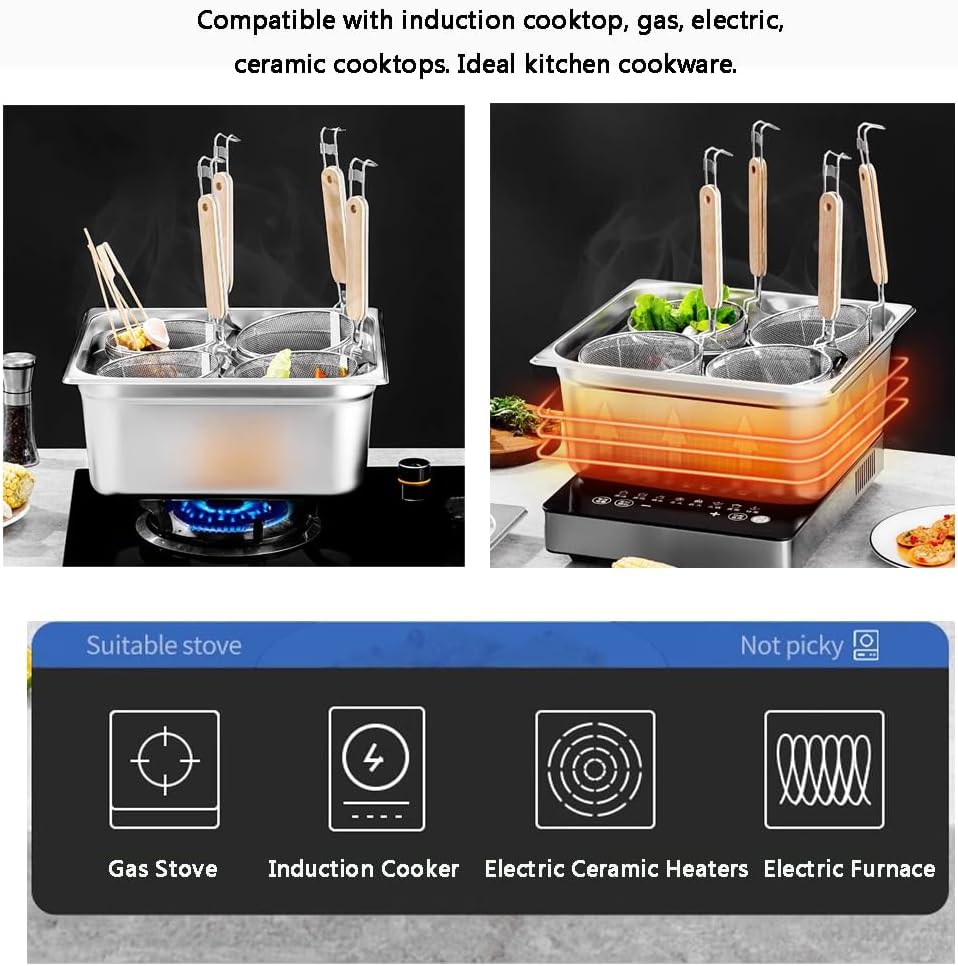 RSBFER Stainless Steel Pasta Cooker with Divider 6 Holes Stockpot
