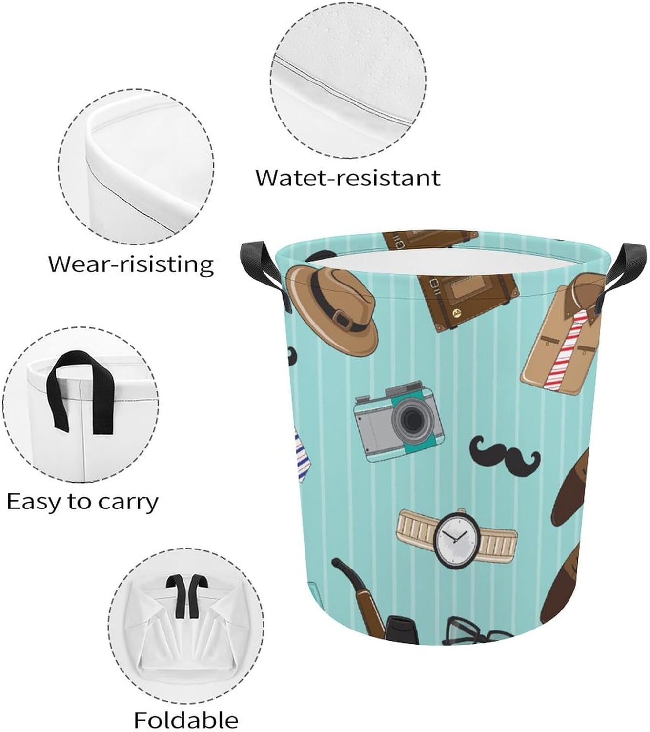 Mpq Mens Stripe Laundry Hamper