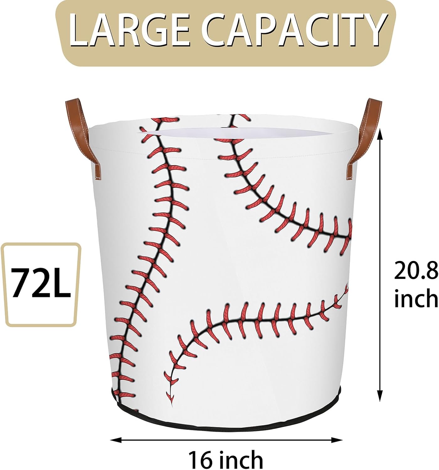 Mozaigos Baseball Texture Laundry Hamper