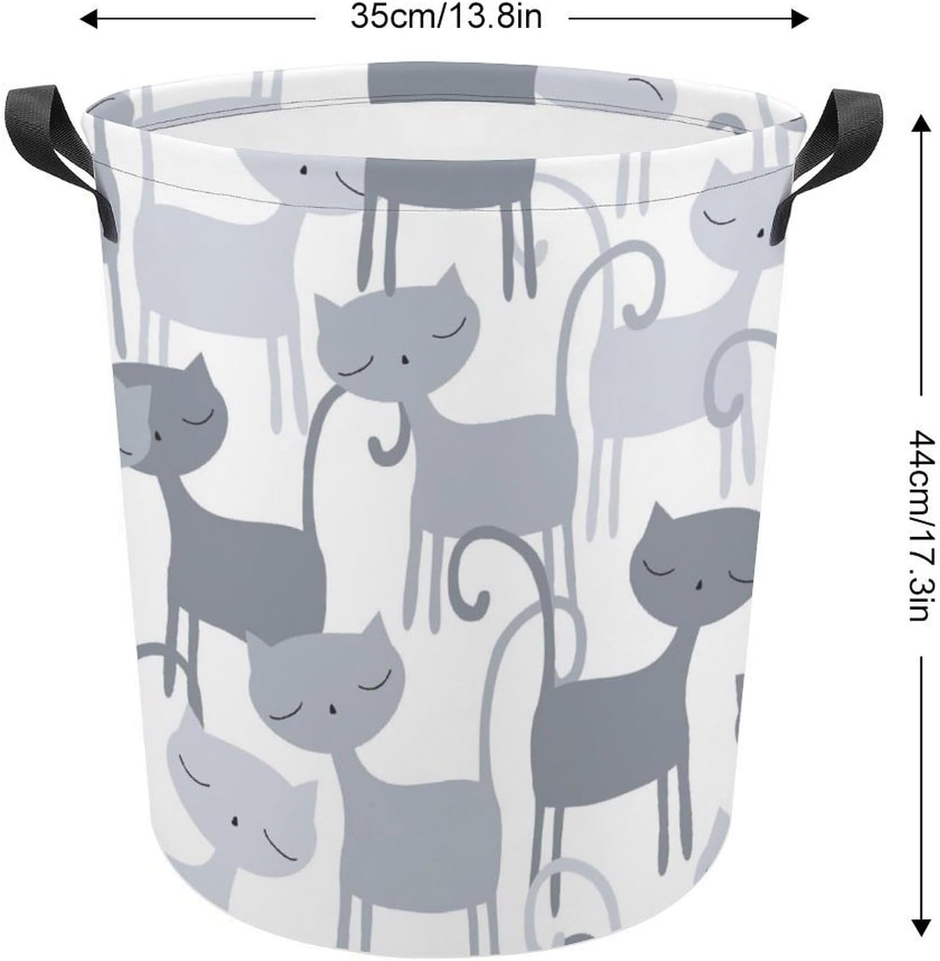 MEIKKO Grey Cat Pattern Laundry Basket with Waterproof Coating