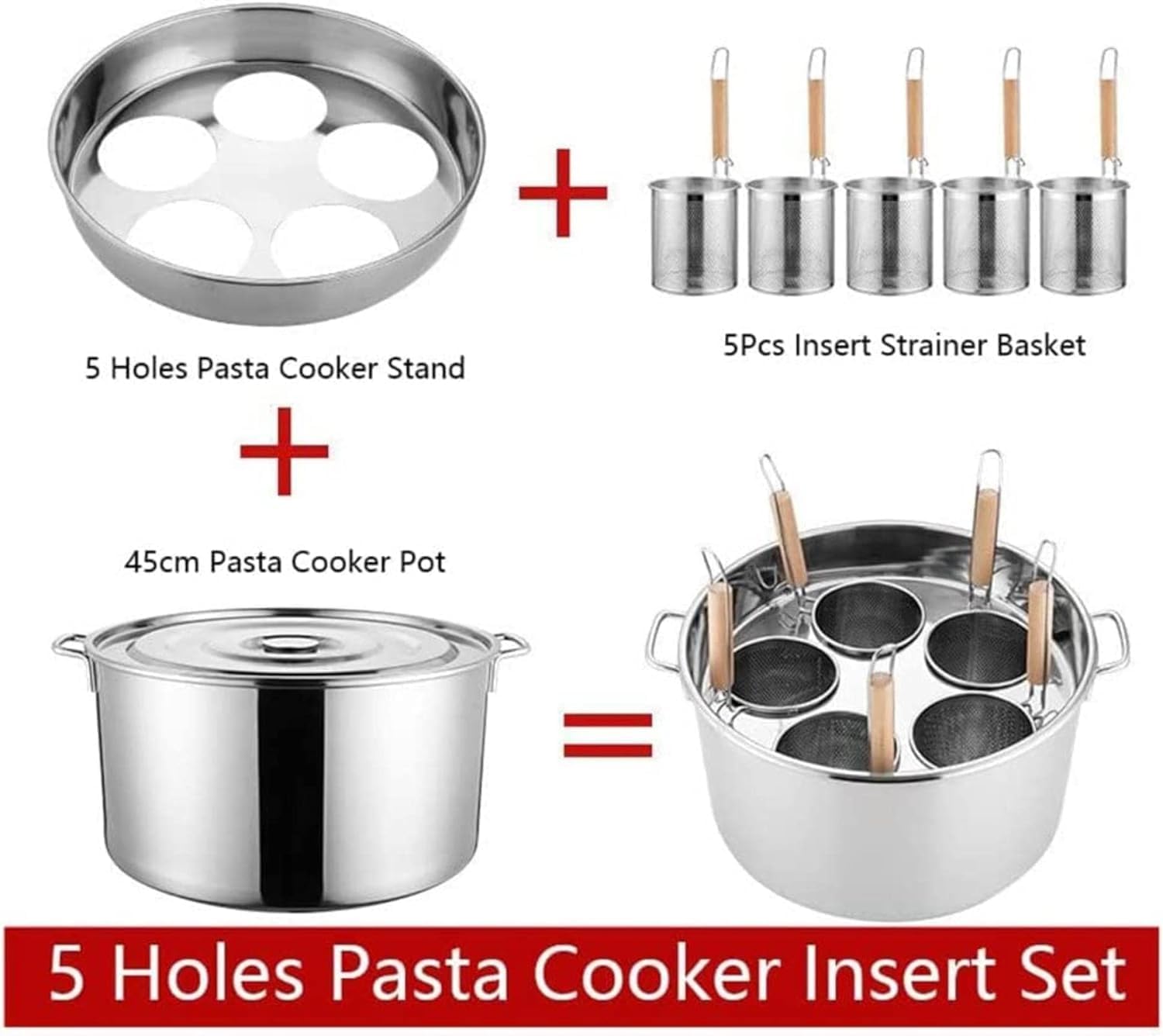 UNbit Stainless Steel Pasta Cooker Pot with Strainer