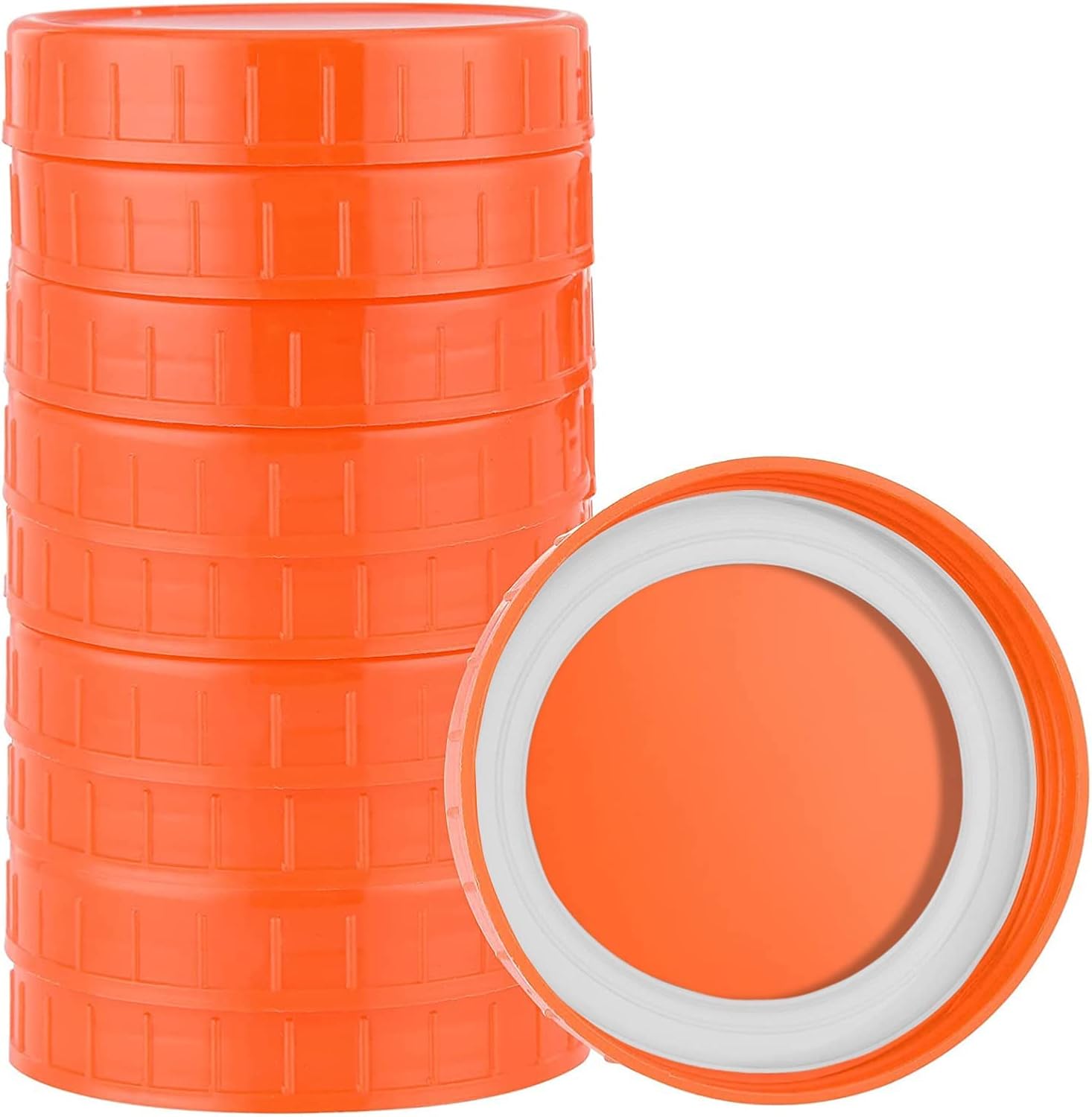 Pizga Plastic Mason Jar Lids 8pcs Leak-Proof Leak-Resistant Orange