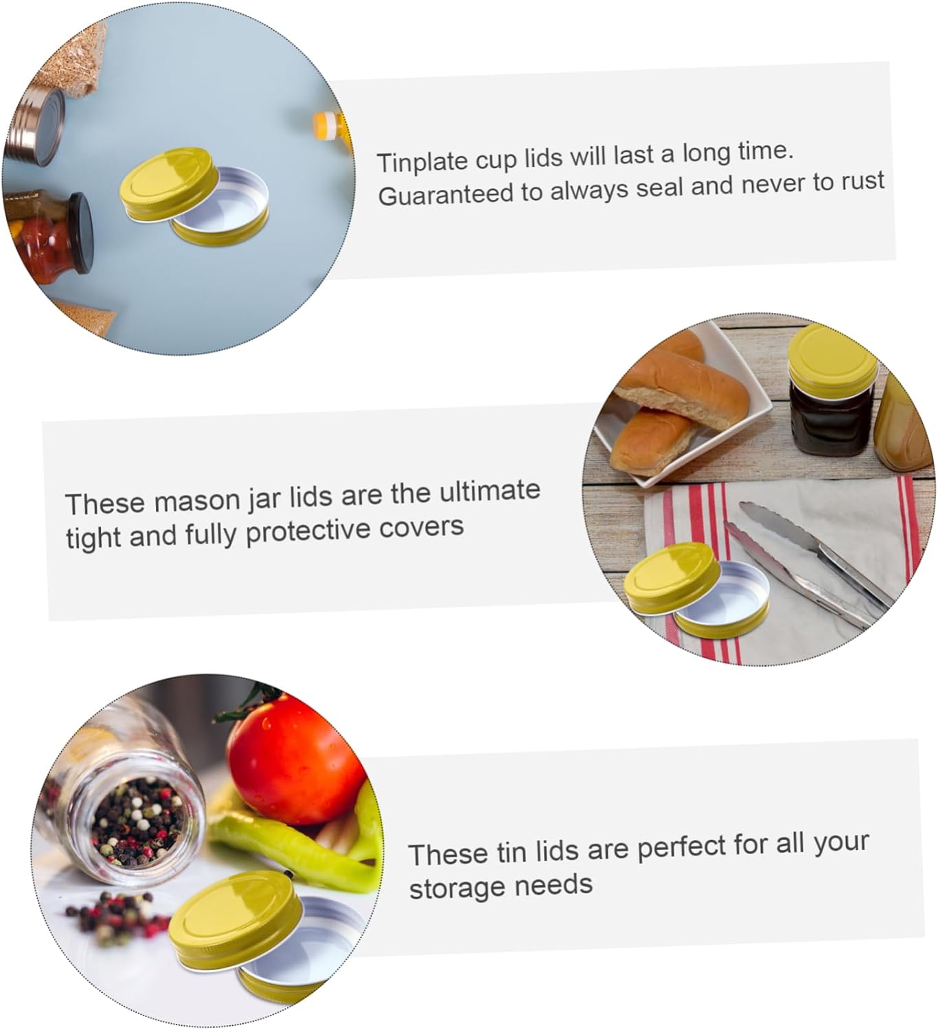 SECFOU 24 Mason Jar Lids Durable Eco-Friendly