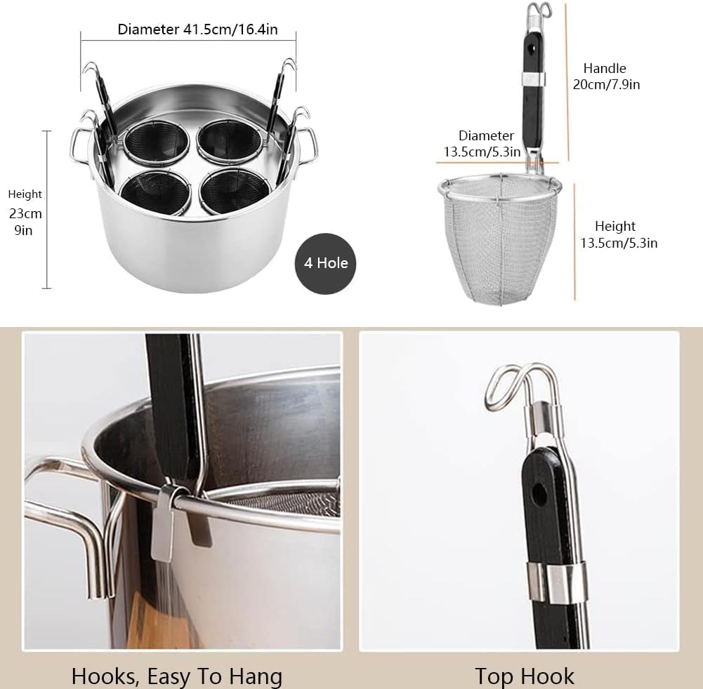AttreX 4 Hole Pasta Cooker With Mesh Strainer Basket