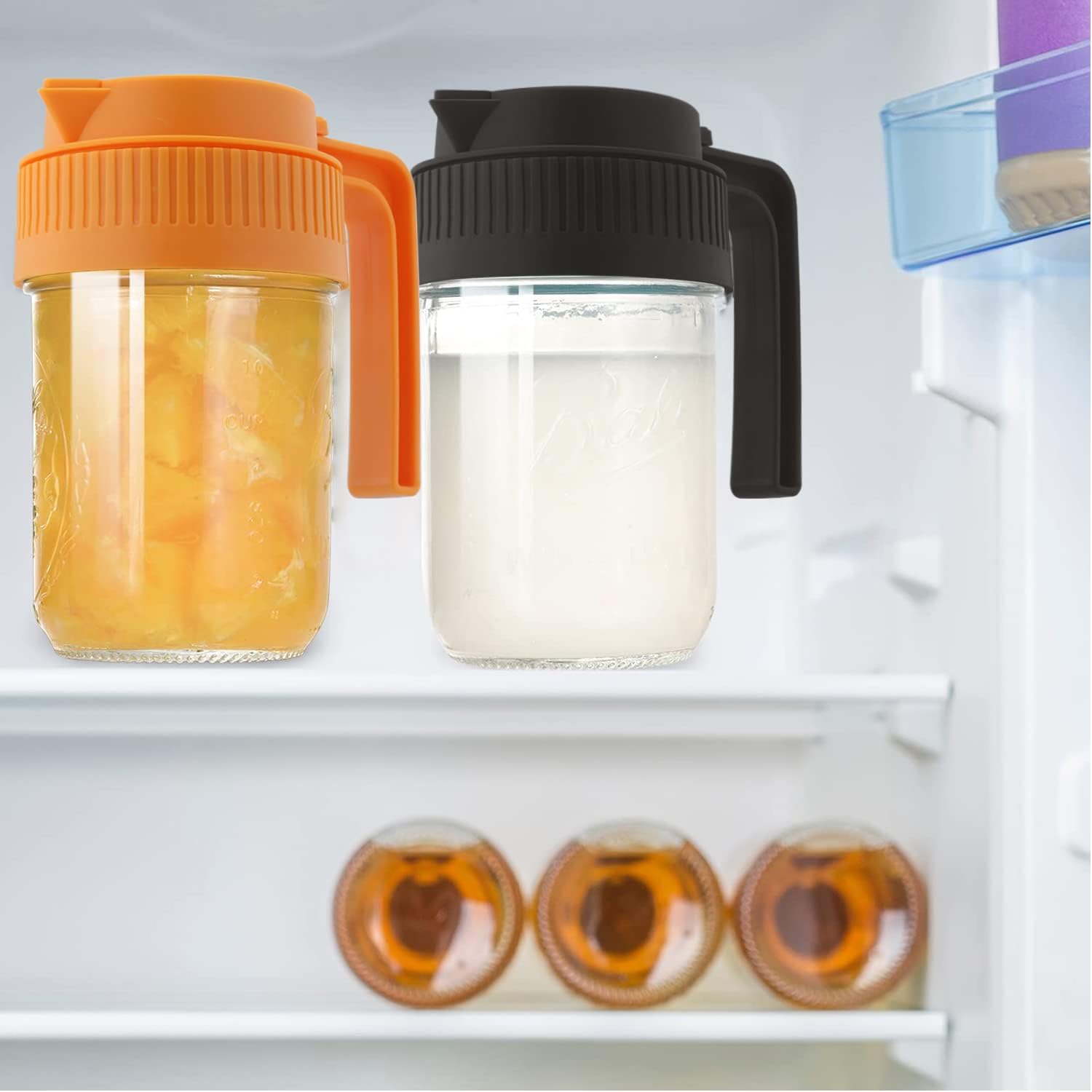 Wide Mouth Mason Jar Lids 2-Pack Black Orange Not Includes Jars