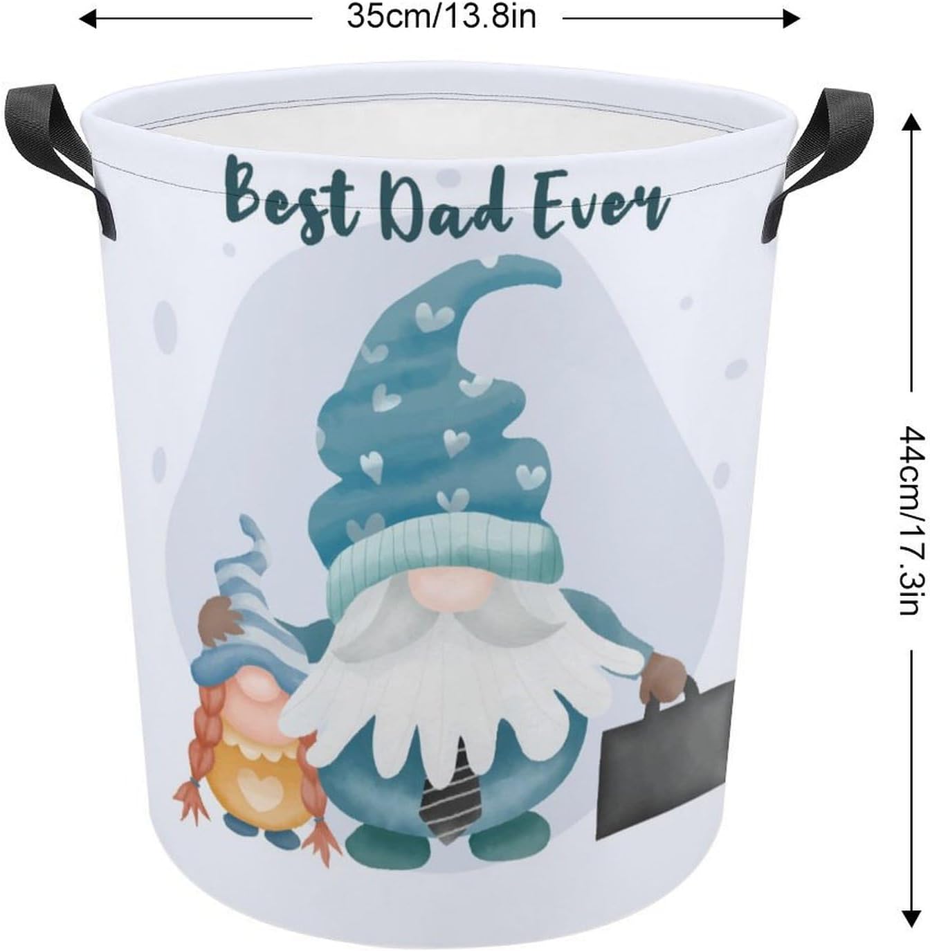 Fathers Day Quote Waterproof Gnome Laundry Hamper with Easy Carry Handles