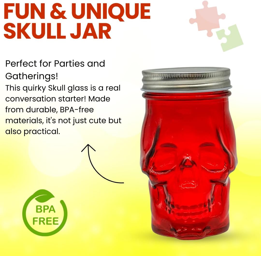 14 oz Colorful Skull Glass Mason Jar Pink