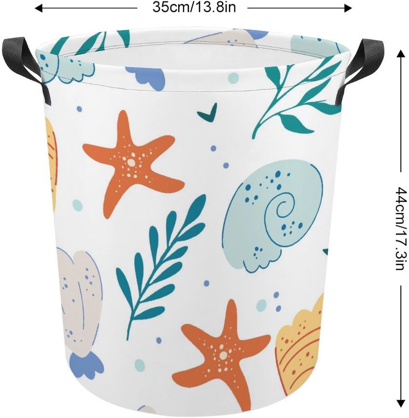 Cute Ocean Waterproof Laundry Hamper with Easy Carry Handles for Home Travel