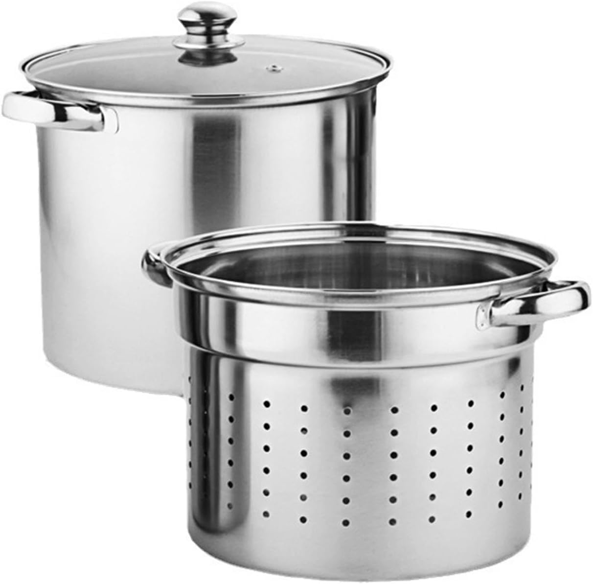 Stainless Steel Pasta Pot Set with Strainer for Boiling Pasta Steaming Vegetables