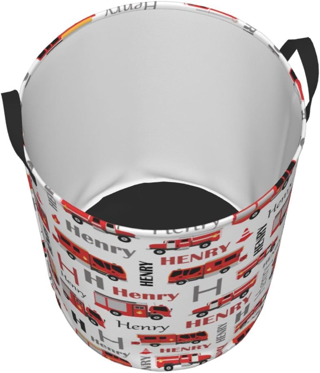 Personalized Fire Truck Laundry Basket