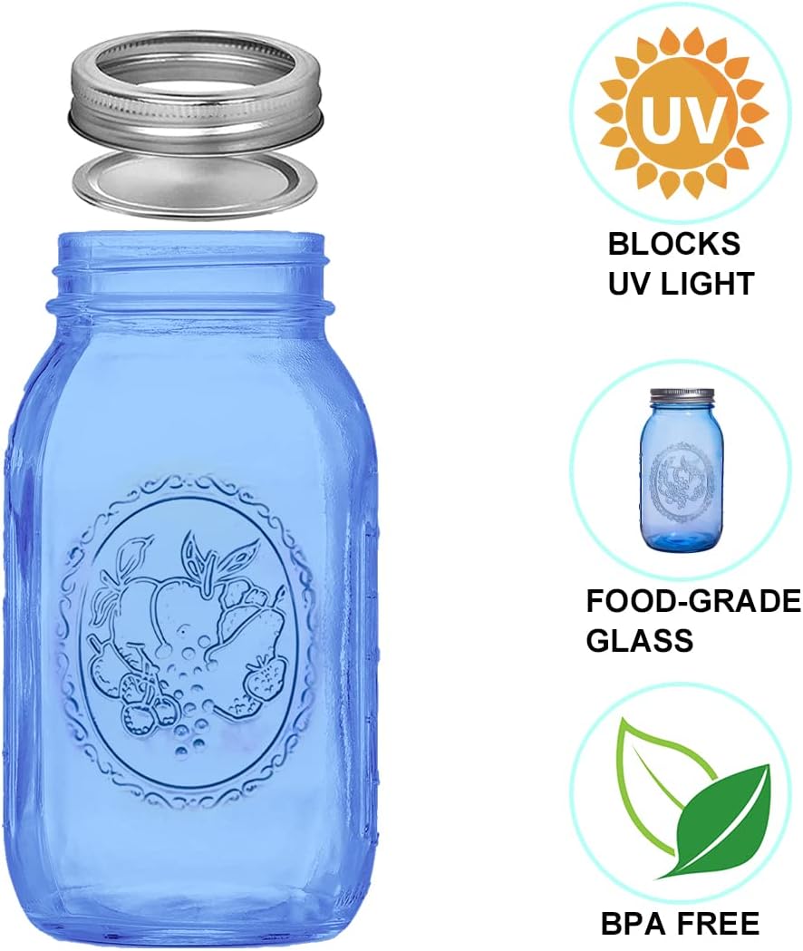 Elegant Blue Mason Jars 6-Pack