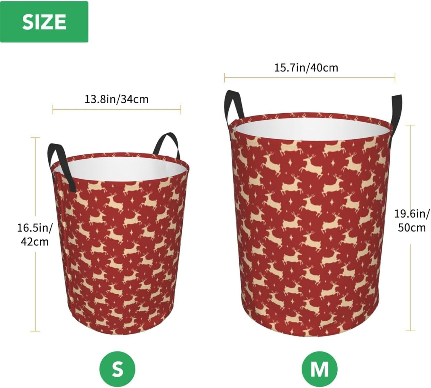 Itin Waterproof Laundry Basket Golden Moose Red Print S-40L