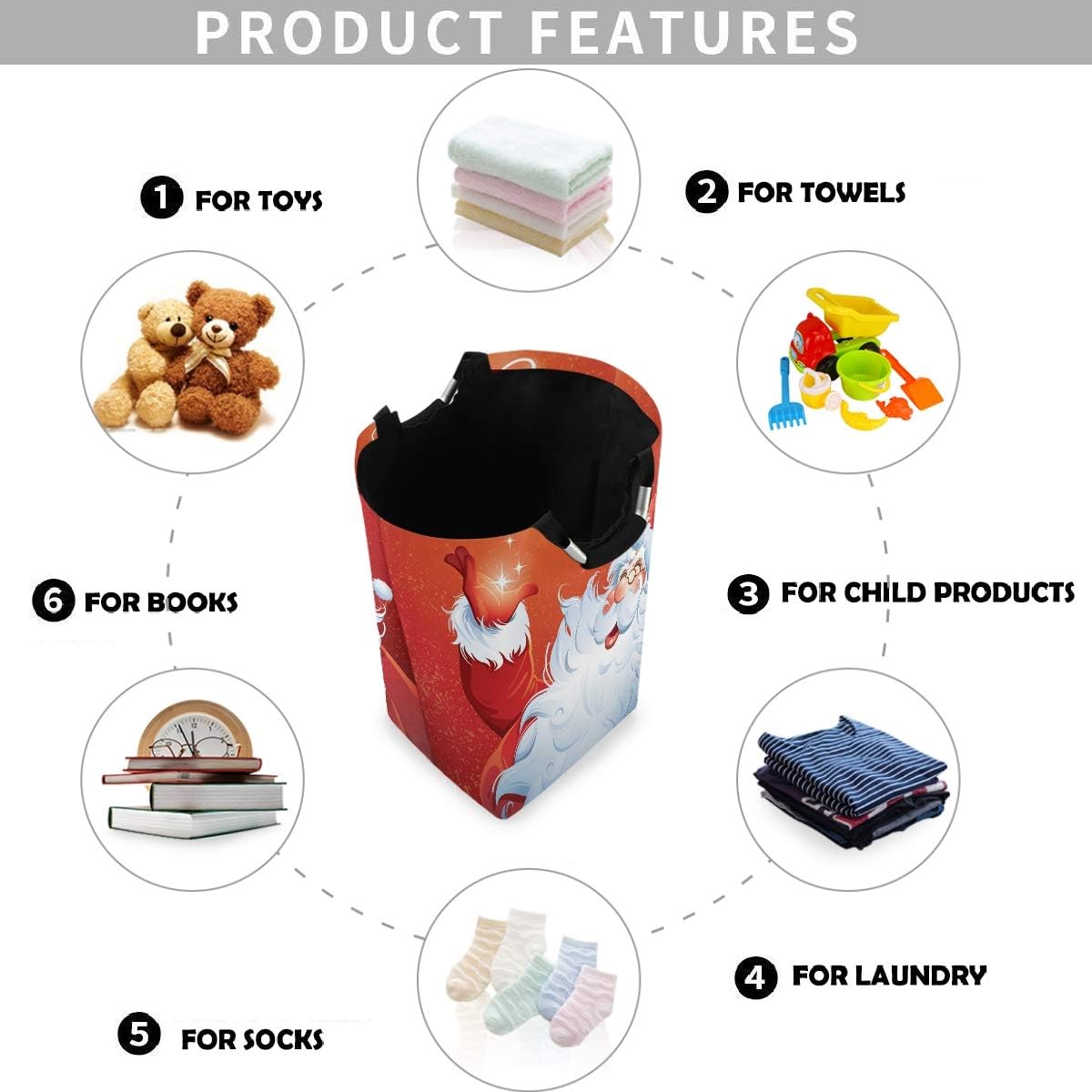 Collapsible Christmas Laundry Basket Durable with Handle and Large Capacity