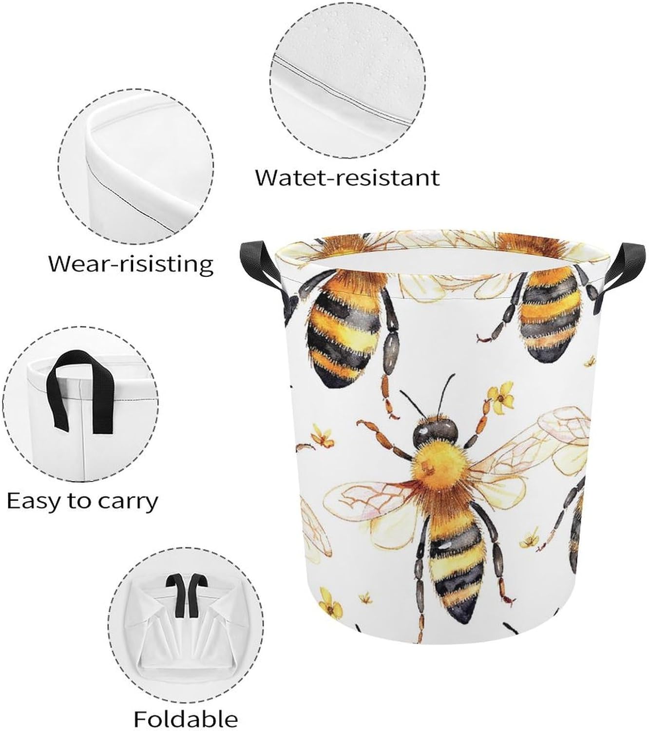 Organic Summer Design Meiko Bee Pattern Laundry Hamper