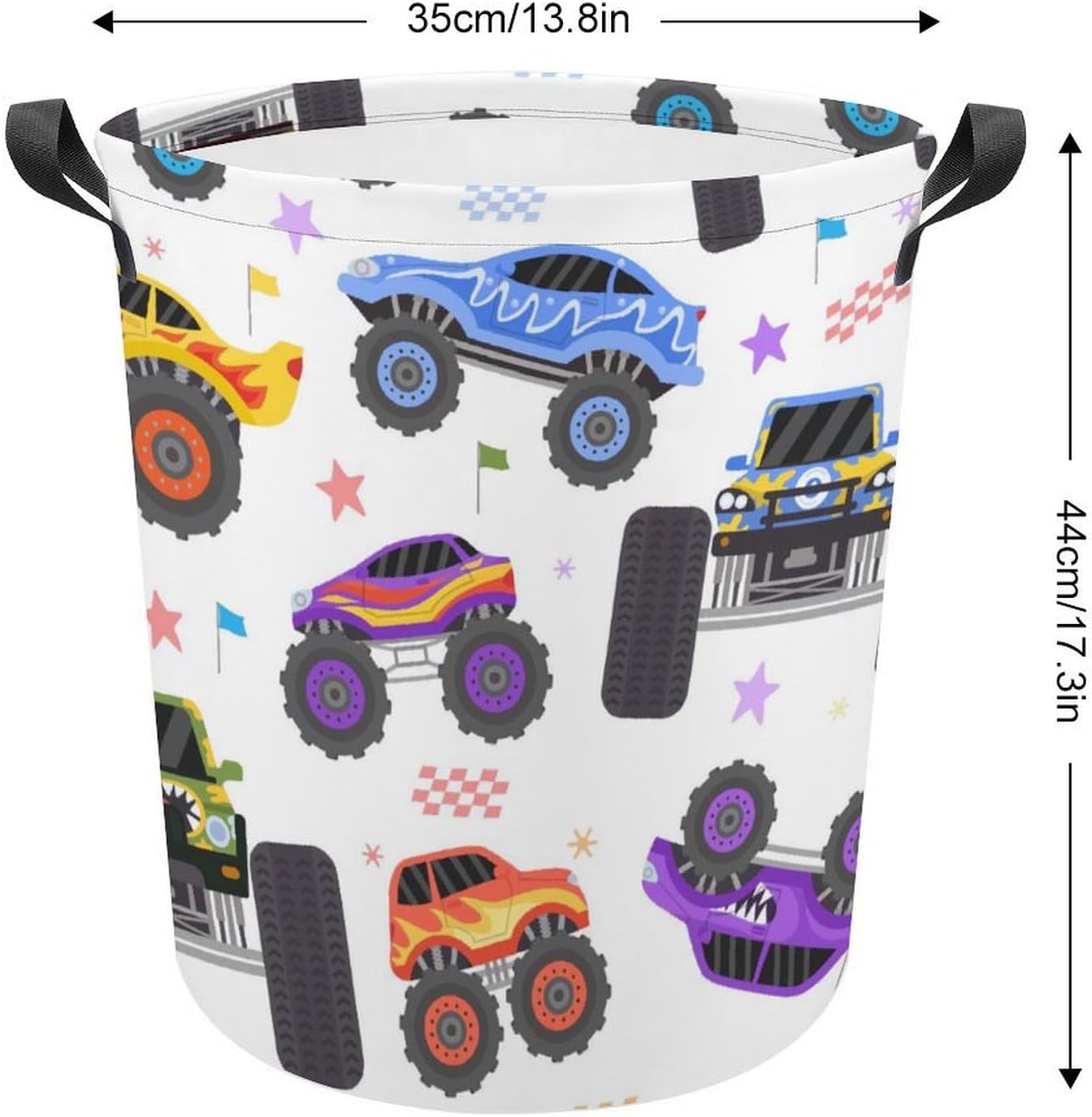 Cartoon Monster Trucks Water resistant Laundry Hamper
