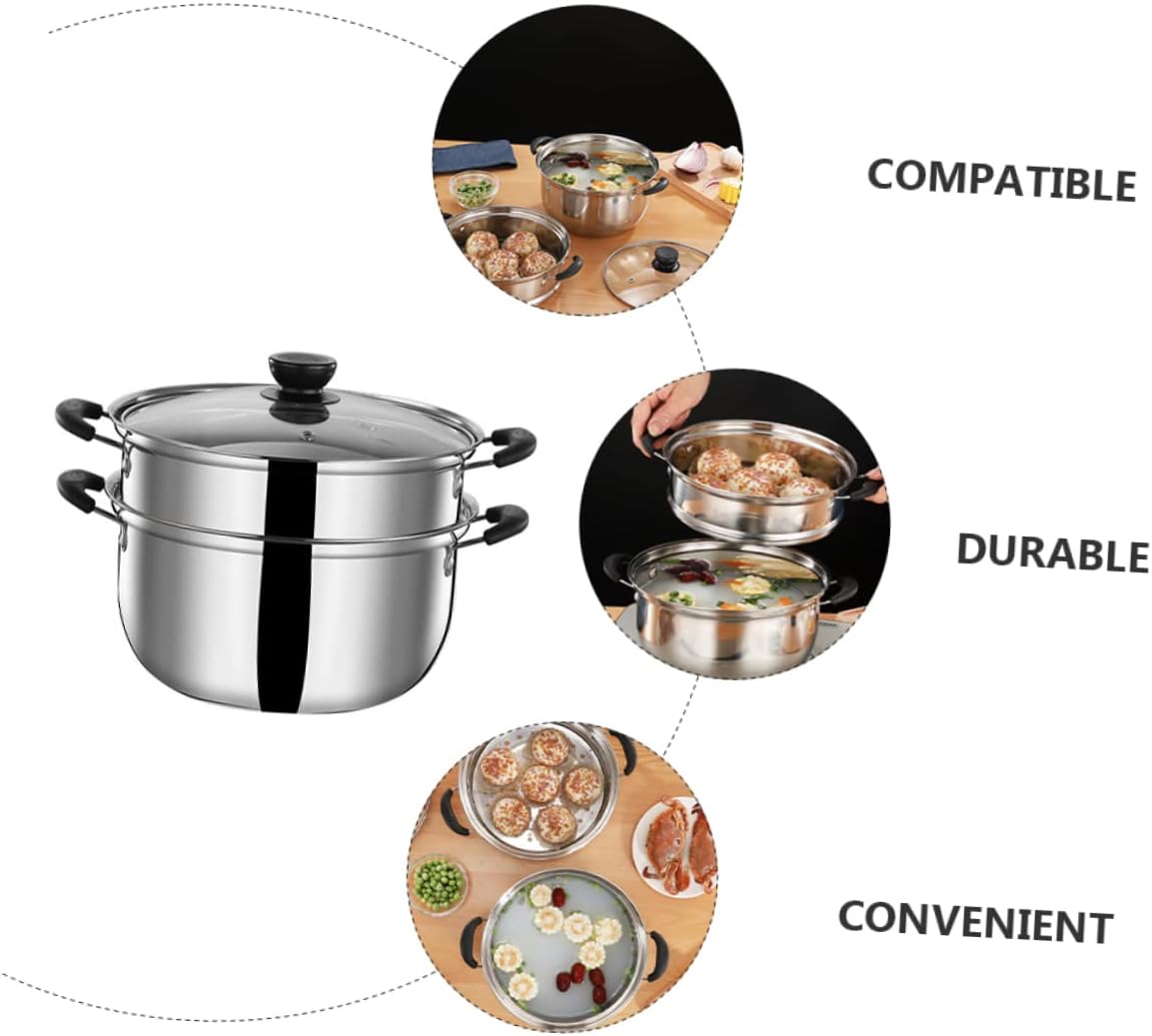 Kichvoe Multifunctional Stainless Steel Steamer Pot with Lid