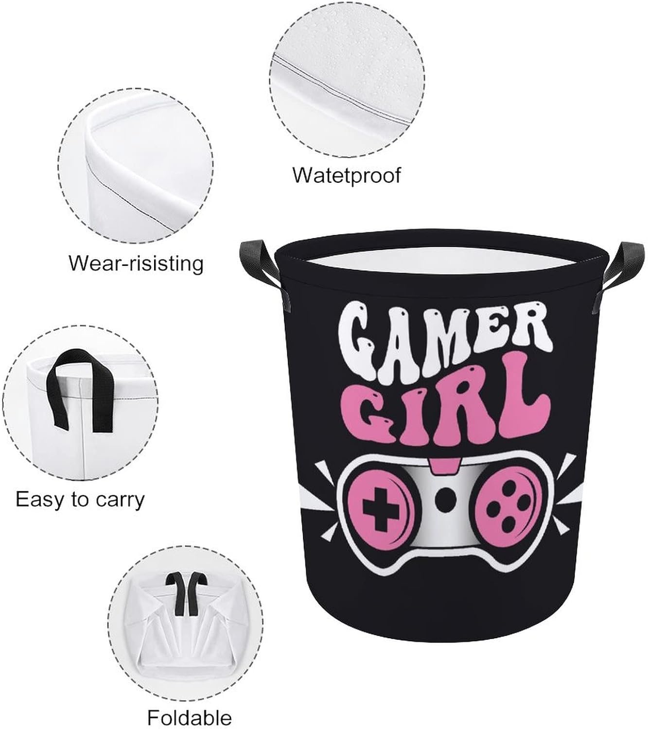 Gaming Pink Controller Large Laundry Hamper Basket