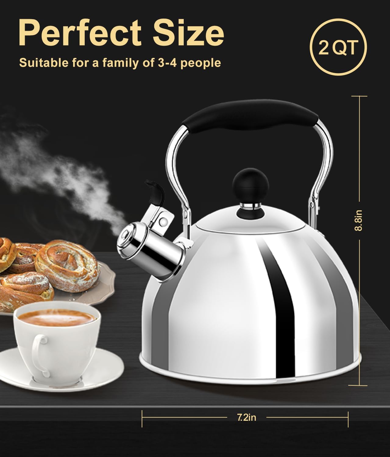 Whistling 2-Quart Stainless Steel Tea Kettle