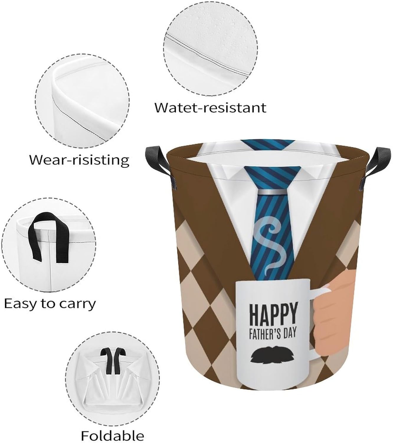 Happy Fathers Day Laundry Hamper with Handles