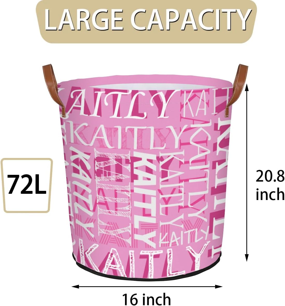 Personalized Pink Storage Tote - Waterproof Collapsible Laundry Basket