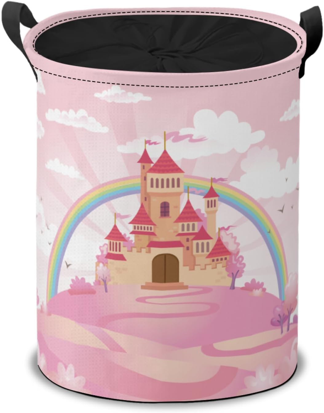 Pink Castle Laundry Hamper Basket Cute Fairy Tale Storage Solution
