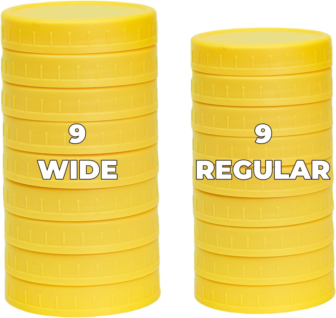 Vibrant Yellow Mason Jar Lids with Silicone Rings
