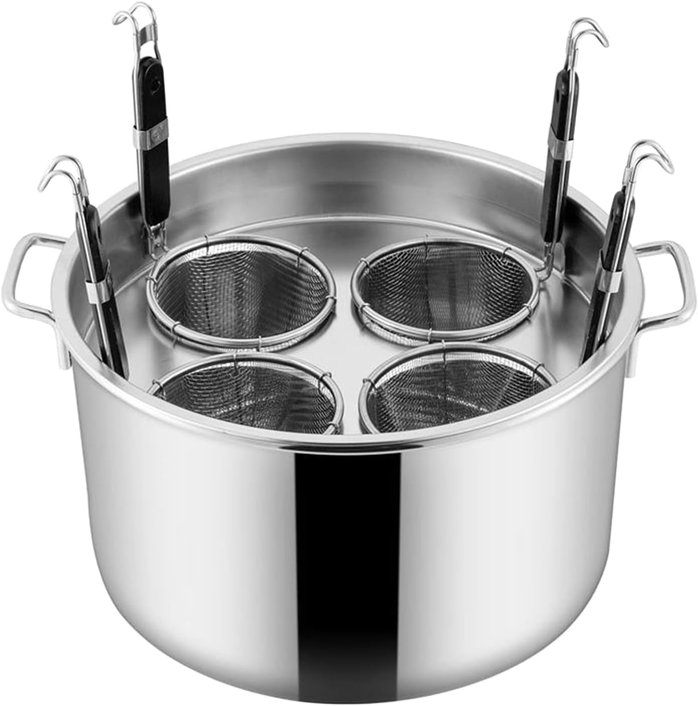 AttreX 4 Hole Pasta Cooker With Mesh Strainer Basket