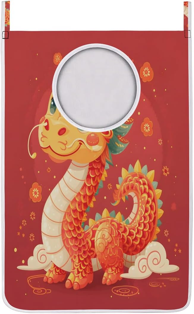 Hanging Laundry Hamper Bag Cute Dragon Design