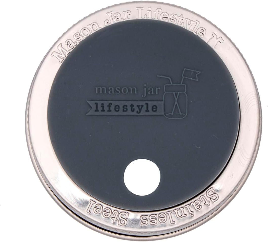 2-Pack Silicone Straws Lids for Mason Jars