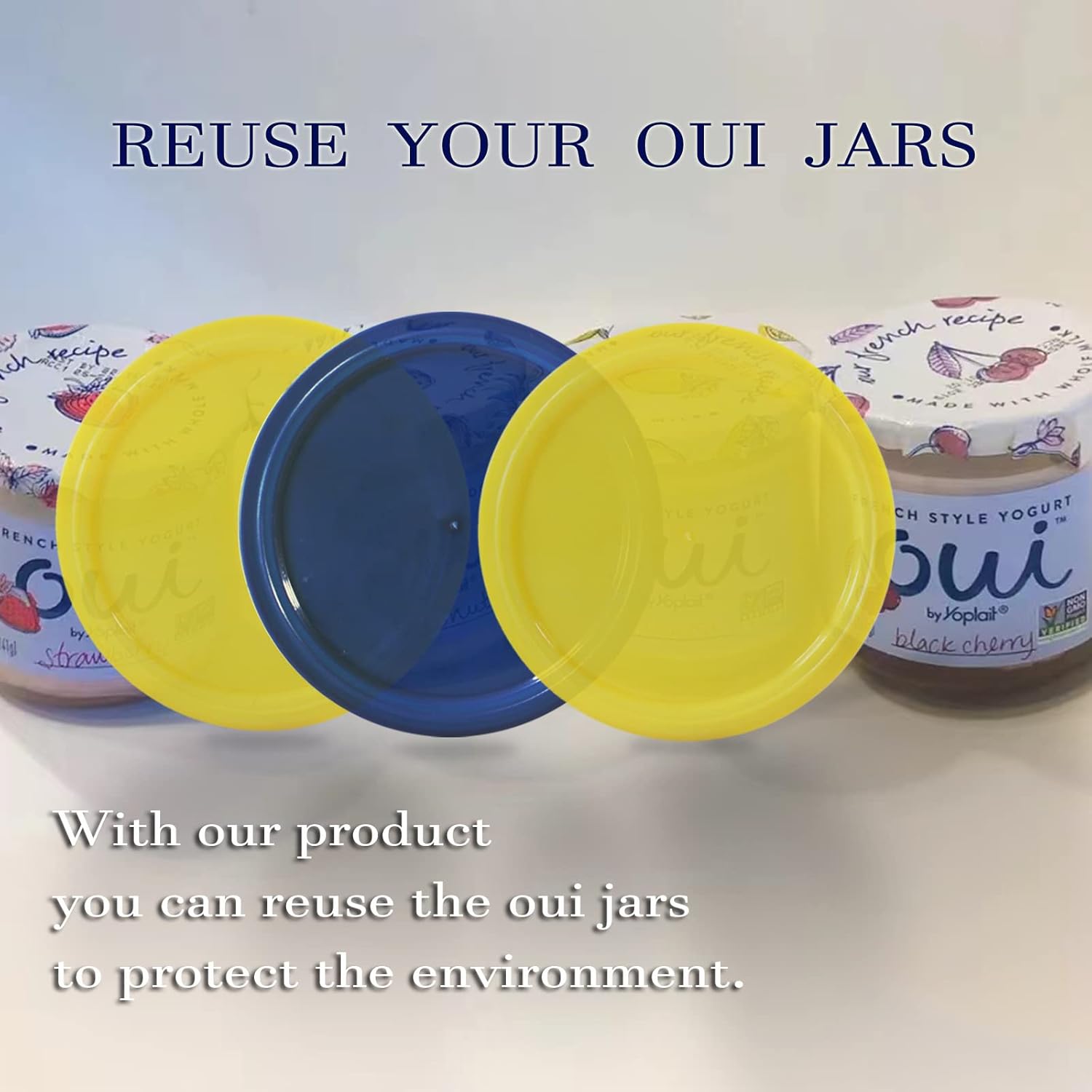 gocola Jar Lids for Oui - 12 Pack Clear with Labels