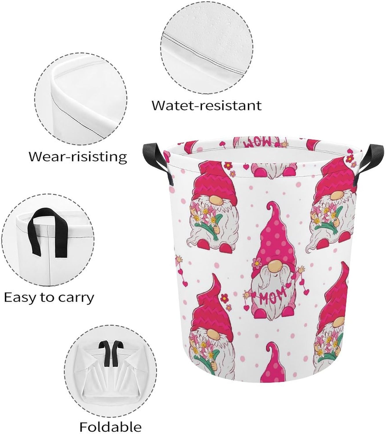 Happy Mothers Day Home Kitchen Compact Laundry Happer Water-Resistant Easy to Use