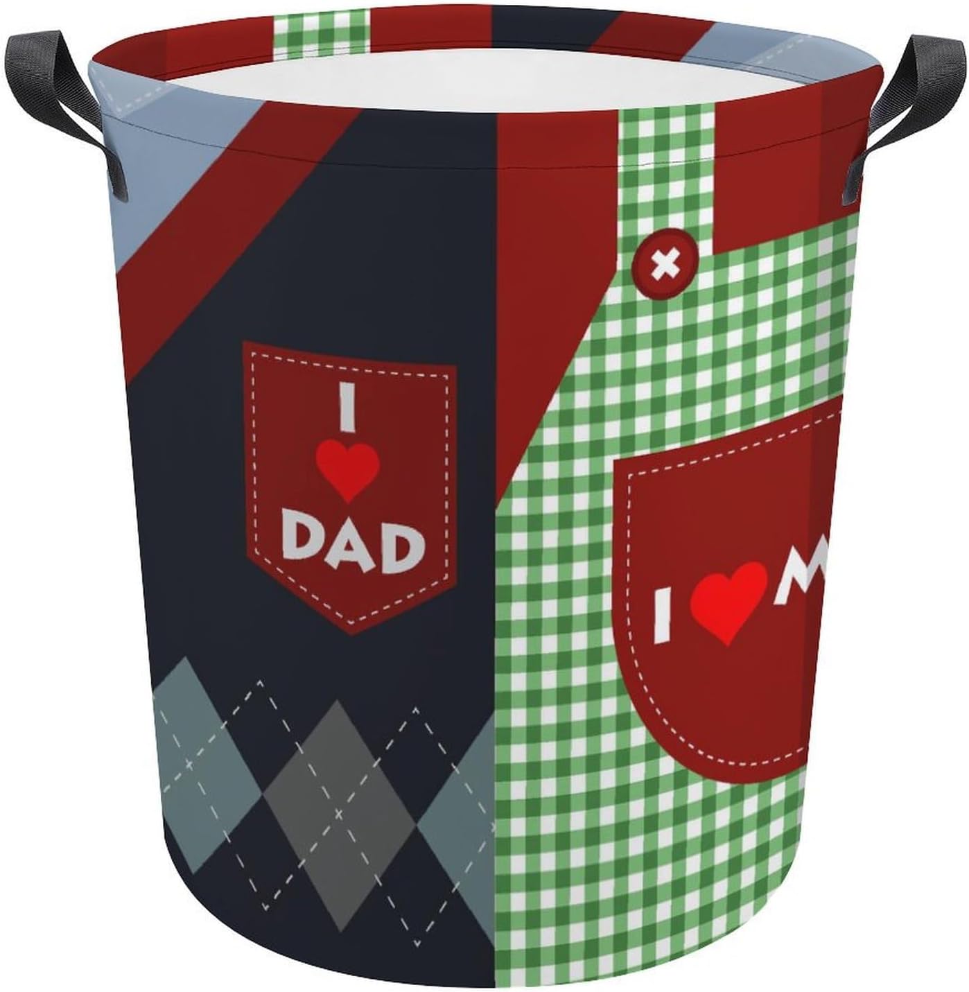 I Love Mom Water-Resistant Collapsible Laundry Basket Family-Friendly Use