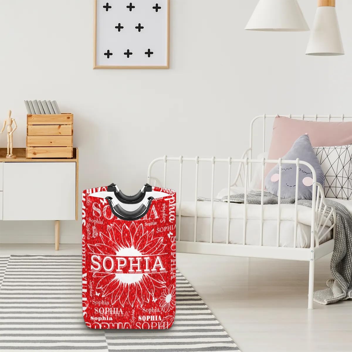 Collapsible Capacity Supreme Red Personalized Laundry Basket