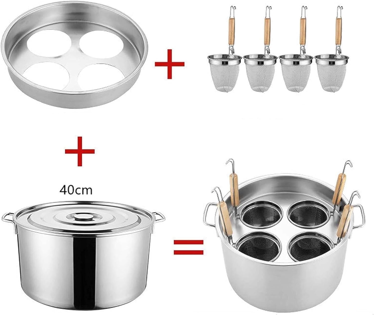 Sturdy Stainless Steel Pasta Pots with Divider Colander
